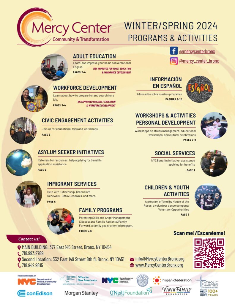 Winter Spring 2024 Programs Activities Mercy Center