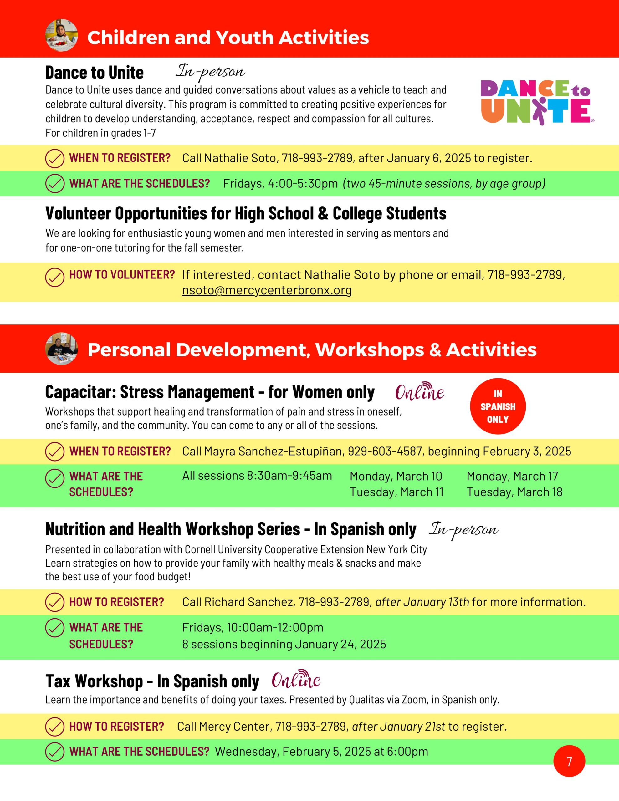 Winter Spring 2025 Programs Activities Mercy Center