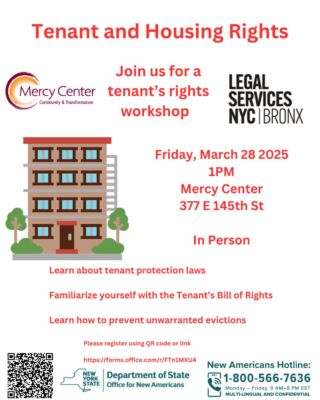 Don’t let housing issues catch you off guard. Learn what your landlord can and can’t do, how to fight unfair evictions, and more at this workshop.

Que los problemas de vivienda no te tomen por sorpresa. Aprende lo que tu casero puede y no puede hacer, cómo luchar contra desalojos injustos y más en este taller.
